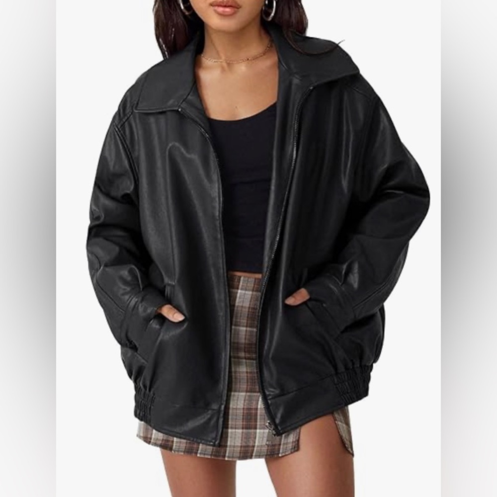 NWT Women's Oversized Leather Jacket, Fall Outfits Fashion Clothe